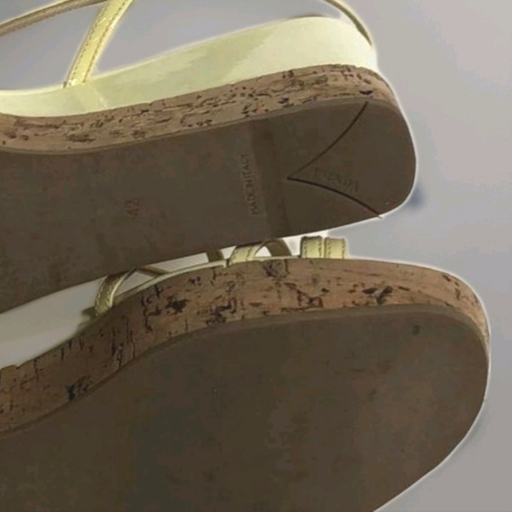 Prada Vero Cuoio Yellow Leather Wedge Sandal - Picture 5 of 6